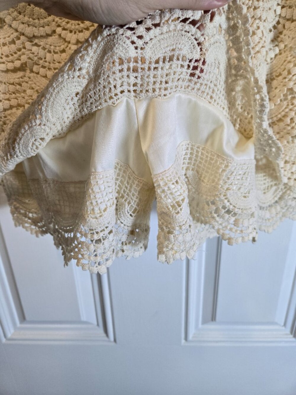 Grace & Emma Crochet Lace Shorts XL Cream Boho Lined Pull On Festival - Picture 7 of 10